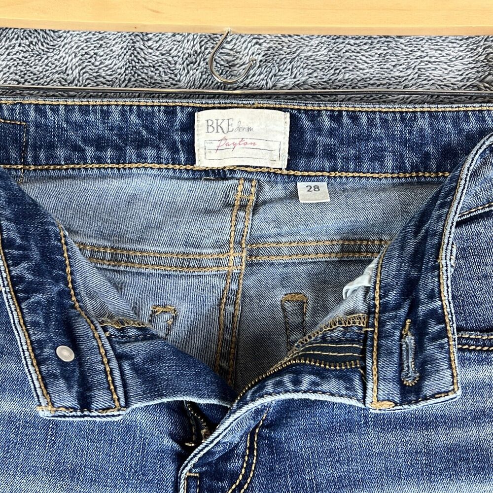 BKE Payton Jeans Womens 28R Blue Denim Cropped Mid-Rise Distressed Stretch - Picture 8 of 16